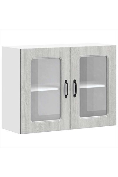 vidaxl Kalmar kitchen cabinet with glass door, Sonoma gray engineered wood