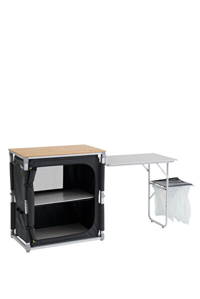 Outwell Padres Storage Unit W. Side Table Bambu Tablalı Portatif Kamp Mutfağı