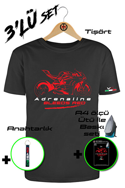 Motosiklet Tshirt İtalyan Adrenalin Kırmızı Demek Tişört