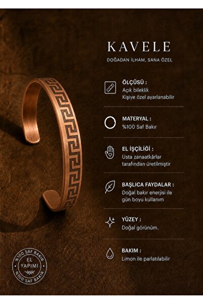 KAVELE Pure Copper Motif Bracelet-For Health-In Gift Box