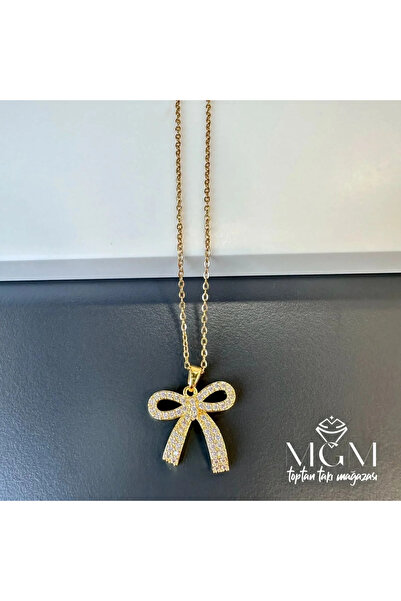 Marsilyan Nvdn- Ieg - Steel Zircon Stone Bow Necklace Iegrs-Nvdn1
