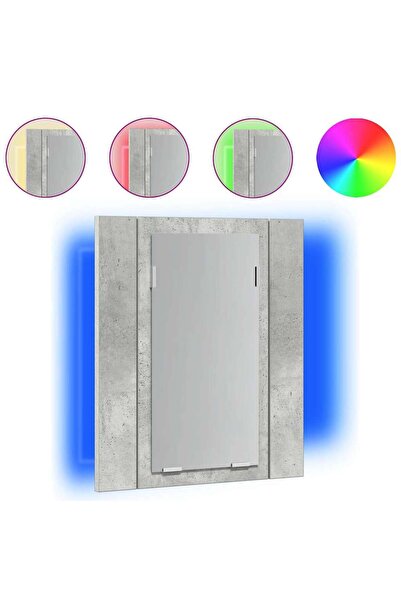 vidaxl Bathroom cabinet with mirror & LED, concrete grey, 40x12x45 cm acrylic