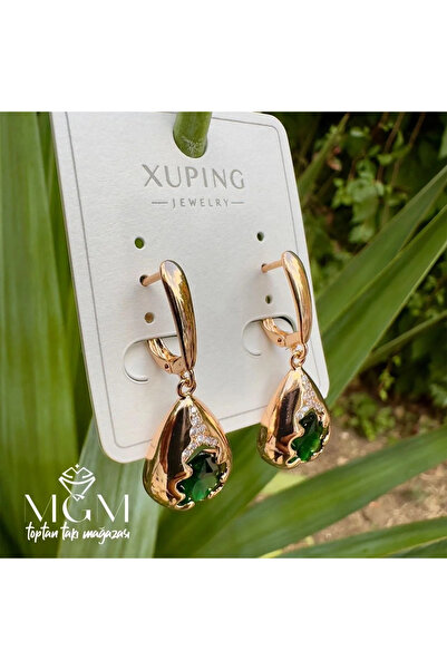 Marsilyan Nvdn- Ieg - Xuping Green Stone Drop Earrings Iegrs-Nvdn1