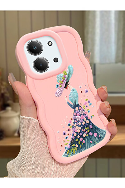 Hontinga Redmi 15C 5G Uyumlu Kılıf kamera koruyucu Pembe Silikon Couple Telef...