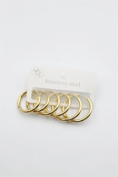 Marsilyan Nvdn- Ieg - Set of 6 Steel Hoop Earrings - Gold Iegrs-Nvdn1