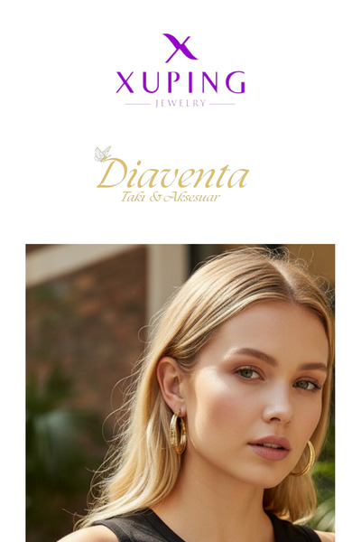 DİAVENTA TAKI VE AKSESUAR Xuping kararmaz 14k gold çelik kadın küpe halka mod...