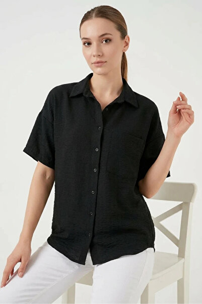 Efnaz style Women's Short Sleeve Viscose Black Shirt