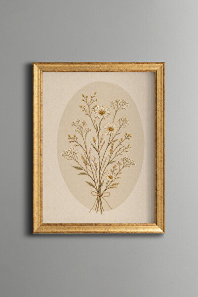 epiqart Daisy and Wildflower Bouquet - Vintage Patterned Frame - Slim Model
