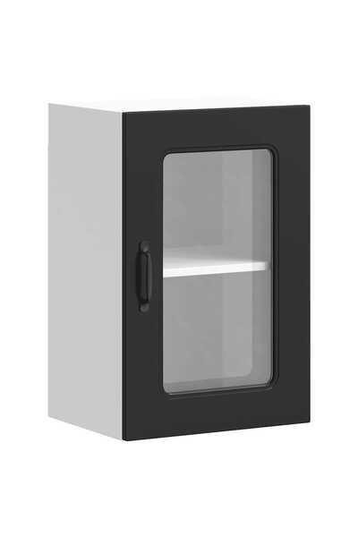 vidaxl Dulap de bucătărie cu ușă din sticlă „Kalmar” din lemn negru