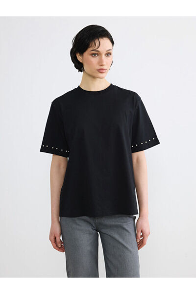 LC Waikiki Beaded Embroidered 100% Cotton Women's T-Shirt