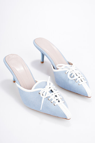 SEEM Kelly Lace-Up Blue Heeled Slippers