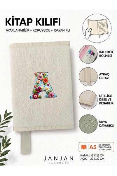 JANJAN DOĞAL KUMAŞ Kitap Kılıf,Yıkanabilir Kitap Kılıfı,Kitap Koruyucu,32x22 ...