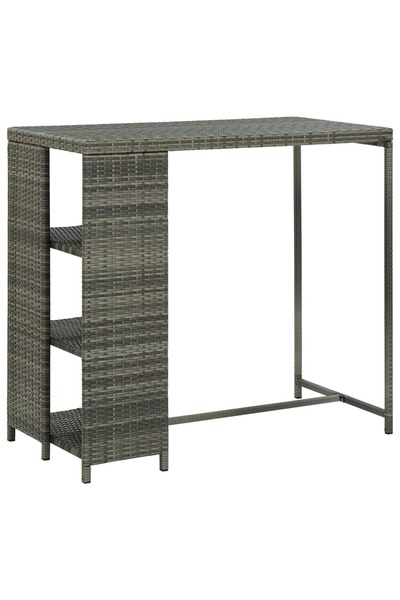 vidaxl Masă de bar cu raft de depozitare, gri 120x60x110 cm, poliratan