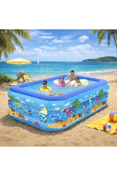 Trendily Inflatable Pool for Adults/Children, Thickened Base, 260x160x53cm, 3...