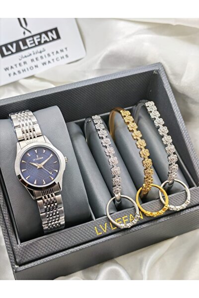 LV LEFAN Women's Watch with 3 Matching Accessory Bracelets.