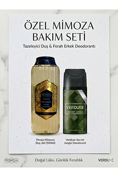 Pereja Mimoza Doğal Zeytinyağlı Duş Jeli 500 ML + 150 ML Deodorant Hediyeli