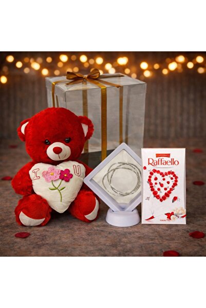 velve Pachet cadou pentru indragostiti, Sparkle, ursulet de plus 40cm, set 3 ...
