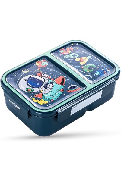 Generic Nova Kids 2-Compartment Bento Lunch Box - Astronaut Green