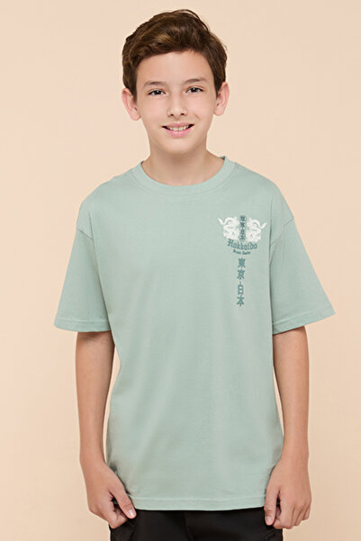 R&B Printed T-Shirt with Crew Neck and Short Sleeves