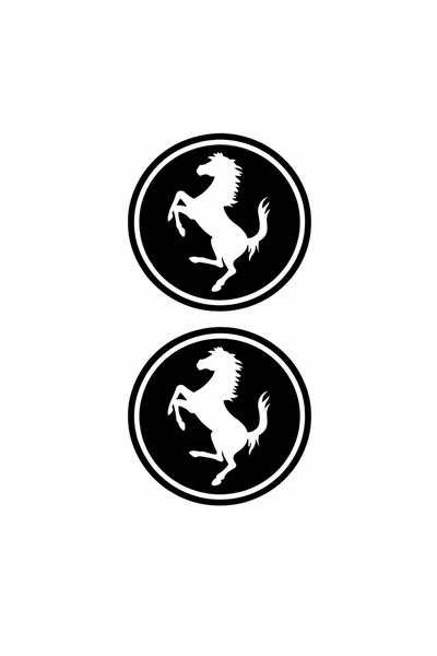 İŞCAN MOTOR Ferrari Logo Siyah (5X5 CM) 2'Li Etiket Sticker