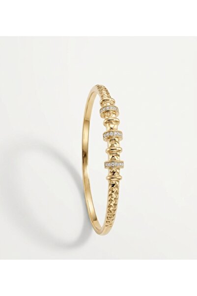 XUPING JEWELRY Gold Desenli ve Taşlı Çelik Kelepçe