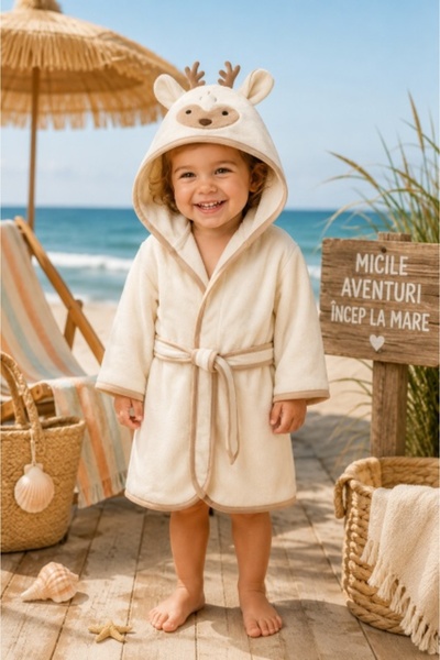 Superbaby Halat de baie Premium cu caprioara brodata, Ramel