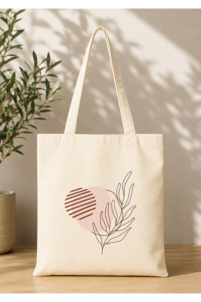 Eylül Design Vintage Boho Patterned Printed Raw Fabric Bag Organic Tote Bag