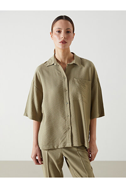 LC Waikiki Green Oversize Dobby Women's Shirt
