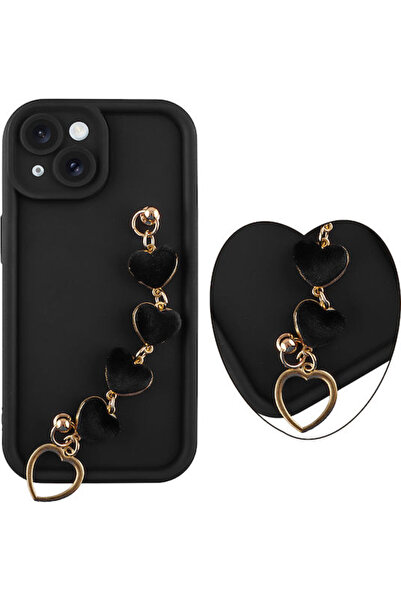 Other Volte-Tel Hearts Θήκη Πλάτης Σιλικόνης με Λουράκι Μαύρο (iPhone 15) Κωδ...