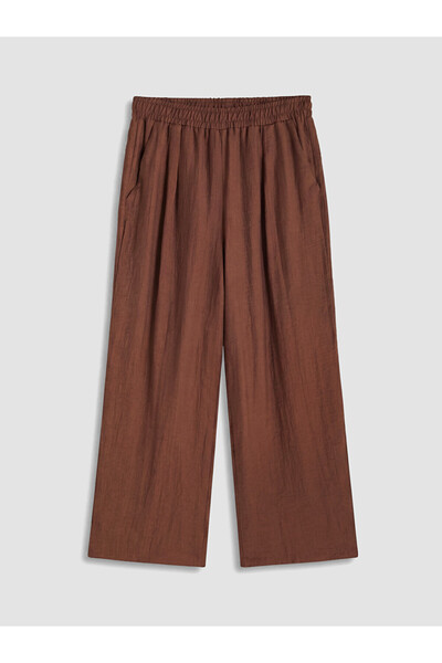 LC Waikiki Burgundy Women's Textured Trousers with Elastic Waist