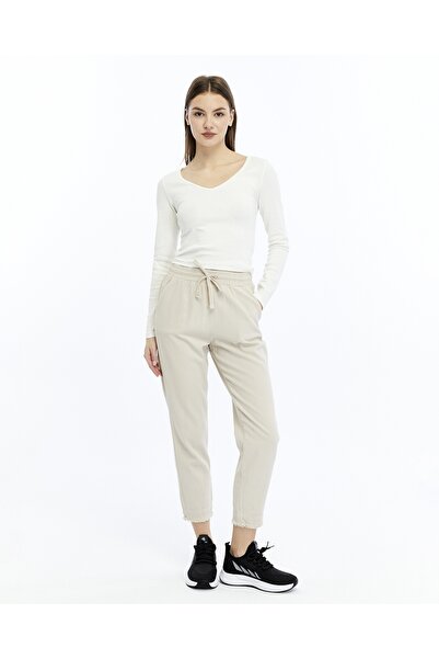 Çarli Women's Canvas Trousers 4228 Beige