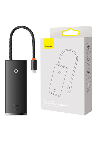 Baseus Hub 6 în 1 USB-C la 2x USB 3.0 + USB-C PD + HDMI + SD TF pentru Macboo...