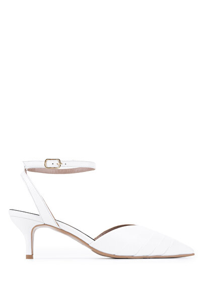 Tamer Tanca Women's Genuine Leather White Heeled Shoes