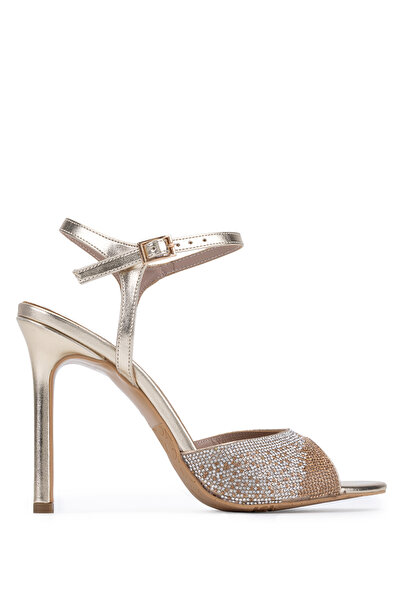 Tamer Tanca Women's Faux Leather Gold Heeled Shoes