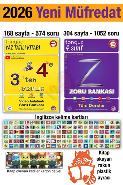 Tonguç Yayınları 3'ten 4'e Hazırlık Kitabı 2026 Yaz Tatili 4. Sınıf Tüm Dersl...