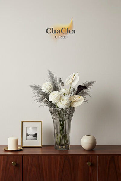 ChaCha Home Crystal Decorative Glass Vase – Modern Living Room & Console Acce...