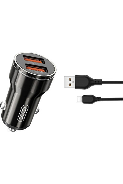 Xo Φορτιστής Αυτοκινήτου 12W 2.4A με 2 Θύρες USB-A και Καλώδιο Type-C, Μαύρο ...