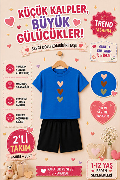 OVERMAX 🎀   Set pentru copii cu imprimeu cu inimioare drăguțe – Combinație d...