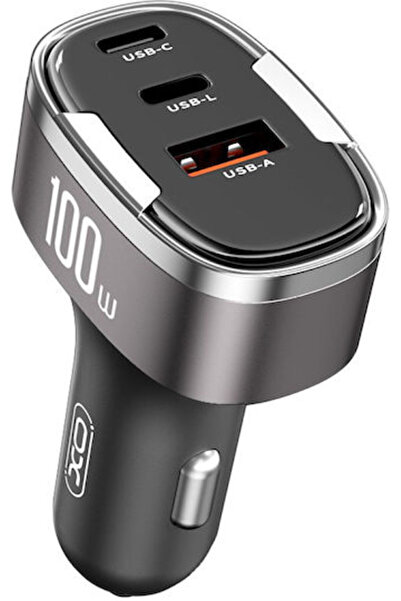 Xo Φορτιστής αυτοκινήτου CC61 100W 3A με θύρες: 1xUSB 2xType-C με καλώδιο Lig...