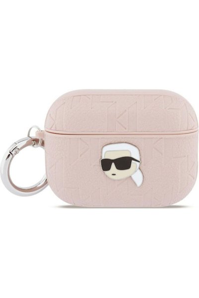 Karl Lagerfeld Πλαστική θήκη Karl Head με γάντζο σε ροζ χρώμα για Apple AirPo...