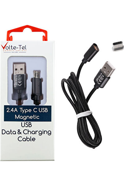 Other Volte-Tel Πλεγμένο Μαγνητικό Καλώδιο USB 2.0 USB-C Αρσενικό - USB-A Μαύ...