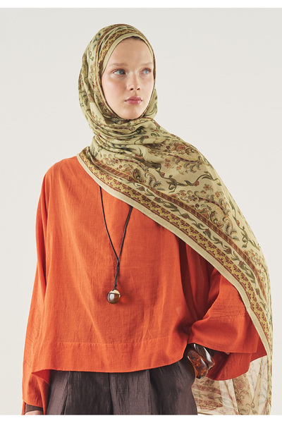 Freshscarfs Ethnic Touch Pattern Soft Viscose Shawl Beige