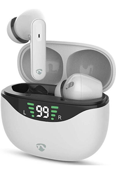 Nedis HPBT2450 Ενδοωτικά ακουστικά Bluetooth handsfree με θήκη φόρτισης, Λευκά