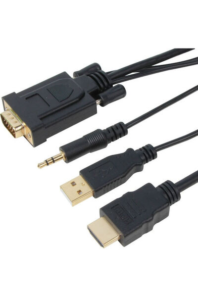 VCOM Καλώδιο HDMI αρσενικό - VGA αρσενικό 1.8μ Μαύρο