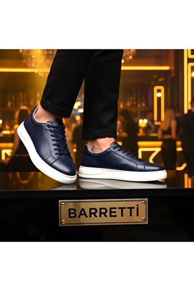 By Barretti ARKA FLOTER DERİ LACİVERT SNEAKER