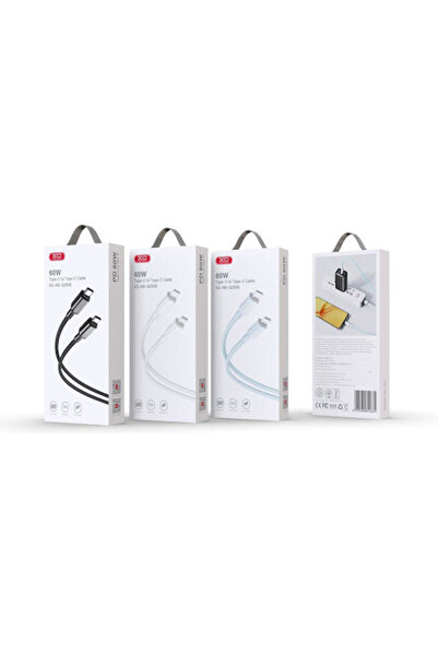 Xo Nb-q250b Καλώδιο USB 3.0 USB-C Αρσενικό σε USB-C 60W PD Λευκό 1μ