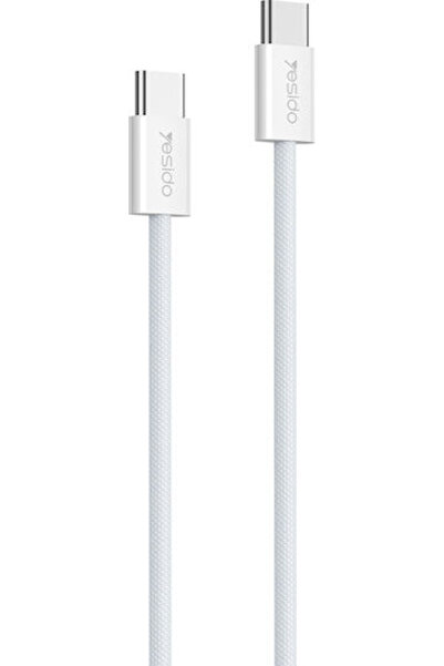 Yesido Πλεγμένο Καλώδιο USB 2.0 USB-C Αρσενικό - USB-C 60W Λευκό 1.2μ
