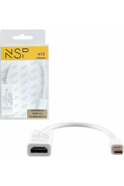 NSP N10 Μετατροπέας mini DisplayPort αρσενικό σε HDMI θηλυκό Λευκό 1 τεμάχιο