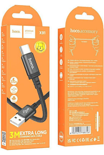 hoco. Hoco X91 Πλεκτό Καλώδιο USB 2.0 USB-C Αρσενικό σε USB-A 60W Μαύρο 3μ HC...