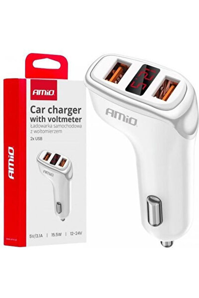 AMIO Φορτιστής αυτοκινήτου 15.5W 3.1A με θύρες: 2xUSB με ενσωματωμένο καλώδιο...